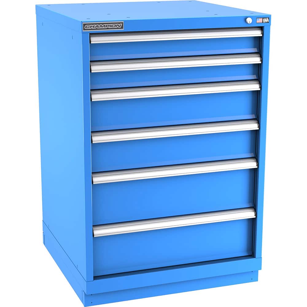 Champion Tool Storage - Modular Storage Cabinets; Type: Counter-Height Standard Width Drawer Cabinet ; Number of Drawers: 6.000 ; Height (Inch): 41-3/4 ; Width (Inch): 28-1/4 ; Depth (Inch): 28-1/2 ; Color: Bright Blue - Exact Tooling