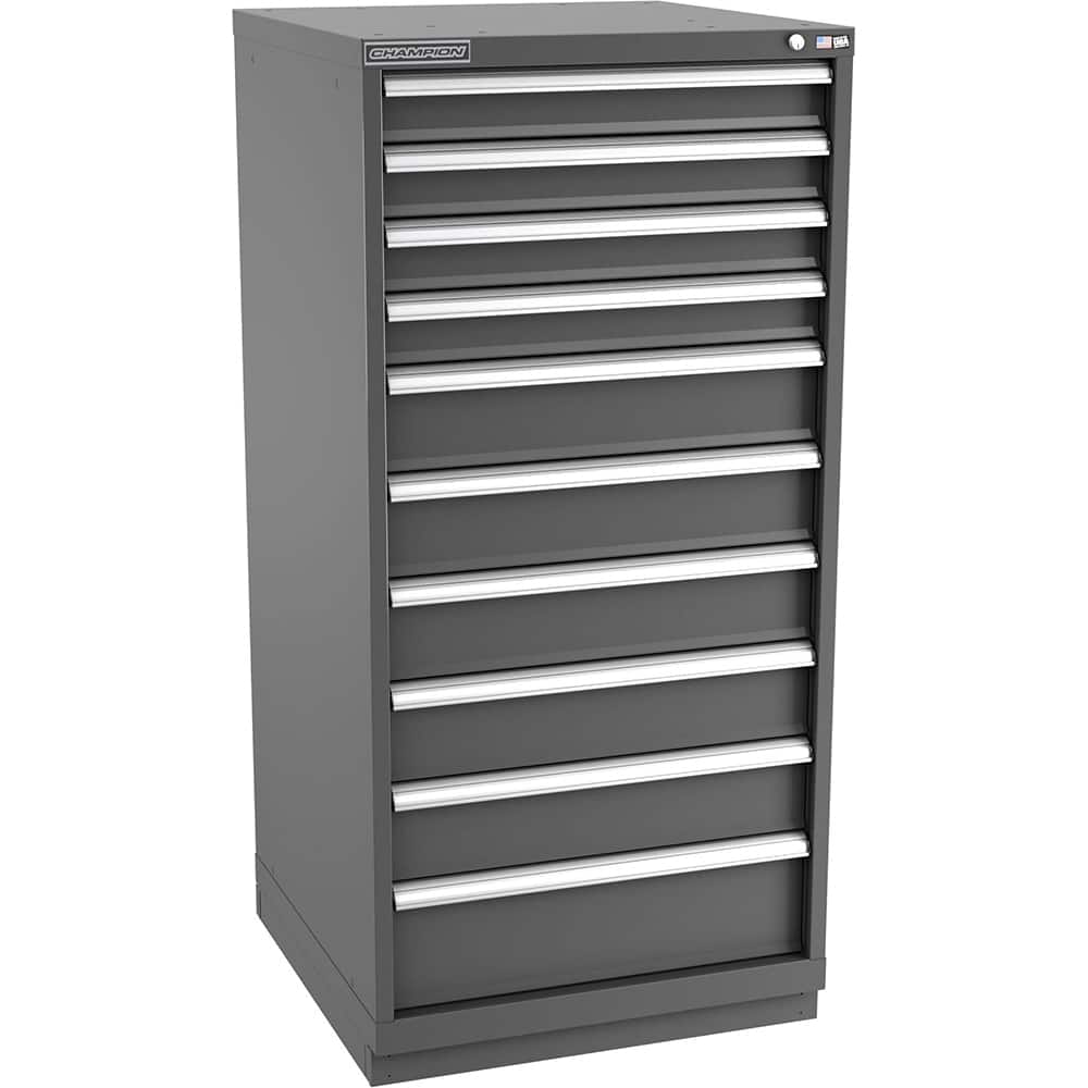 Champion Tool Storage - Modular Storage Cabinets; Type: Eye-Level Standard Width Drawer Cabinet ; Number of Drawers: 10.000 ; Height (Inch): 59-1/2 ; Width (Inch): 28-1/4 ; Depth (Inch): 28-1/2 ; Color: Dark Gray - Exact Tooling