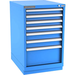 Champion Tool Storage - Modular Storage Cabinets; Type: Bench-Height Narrow Width Drawer Cabinet ; Number of Drawers: 7.000 ; Height (Inch): 35-7/8 ; Width (Inch): 22-3/16 ; Depth (Inch): 28-1/2 ; Color: Bright Blue - Exact Tooling