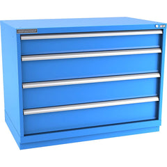 Champion Tool Storage - Modular Storage Cabinets; Type: Bench-Height Extra Width Drawer Cabinet ; Number of Drawers: 4.000 ; Height (Inch): 35-7/8 ; Width (Inch): 47 ; Depth (Inch): 28-1/2 ; Color: Bright Blue - Exact Tooling