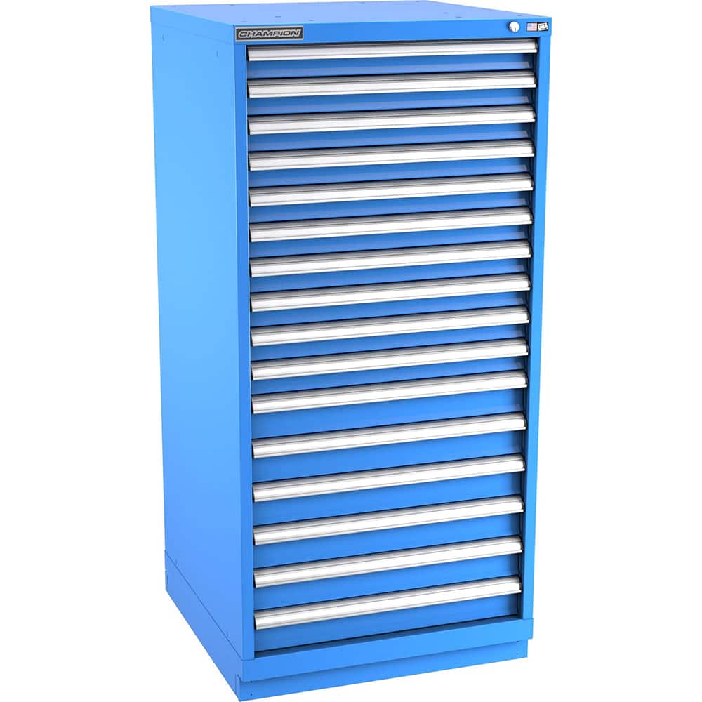 Champion Tool Storage - Modular Storage Cabinets; Type: Eye-Level Standard Width Drawer Cabinet ; Number of Drawers: 16.000 ; Height (Inch): 59-1/2 ; Width (Inch): 28-1/4 ; Depth (Inch): 28-1/2 ; Color: Bright Blue - Exact Tooling