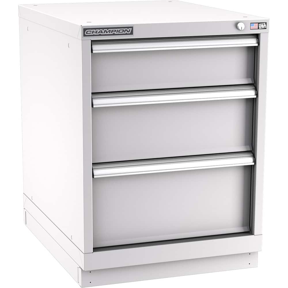 Champion Tool Storage - Modular Storage Cabinets; Type: Desk-Height Narrow Width Drawer Cabinet ; Number of Drawers: 3.000 ; Height (Inch): 29-7/8 ; Width (Inch): 22-3/16 ; Depth (Inch): 28-1/2 ; Color: Light Gray - Exact Tooling