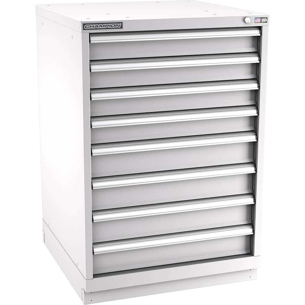 Champion Tool Storage - Modular Storage Cabinets; Type: Counter-Height Standard Width Drawer Cabinet ; Number of Drawers: 8.000 ; Height (Inch): 41-3/4 ; Width (Inch): 28-1/4 ; Depth (Inch): 28-1/2 ; Color: Light Gray - Exact Tooling