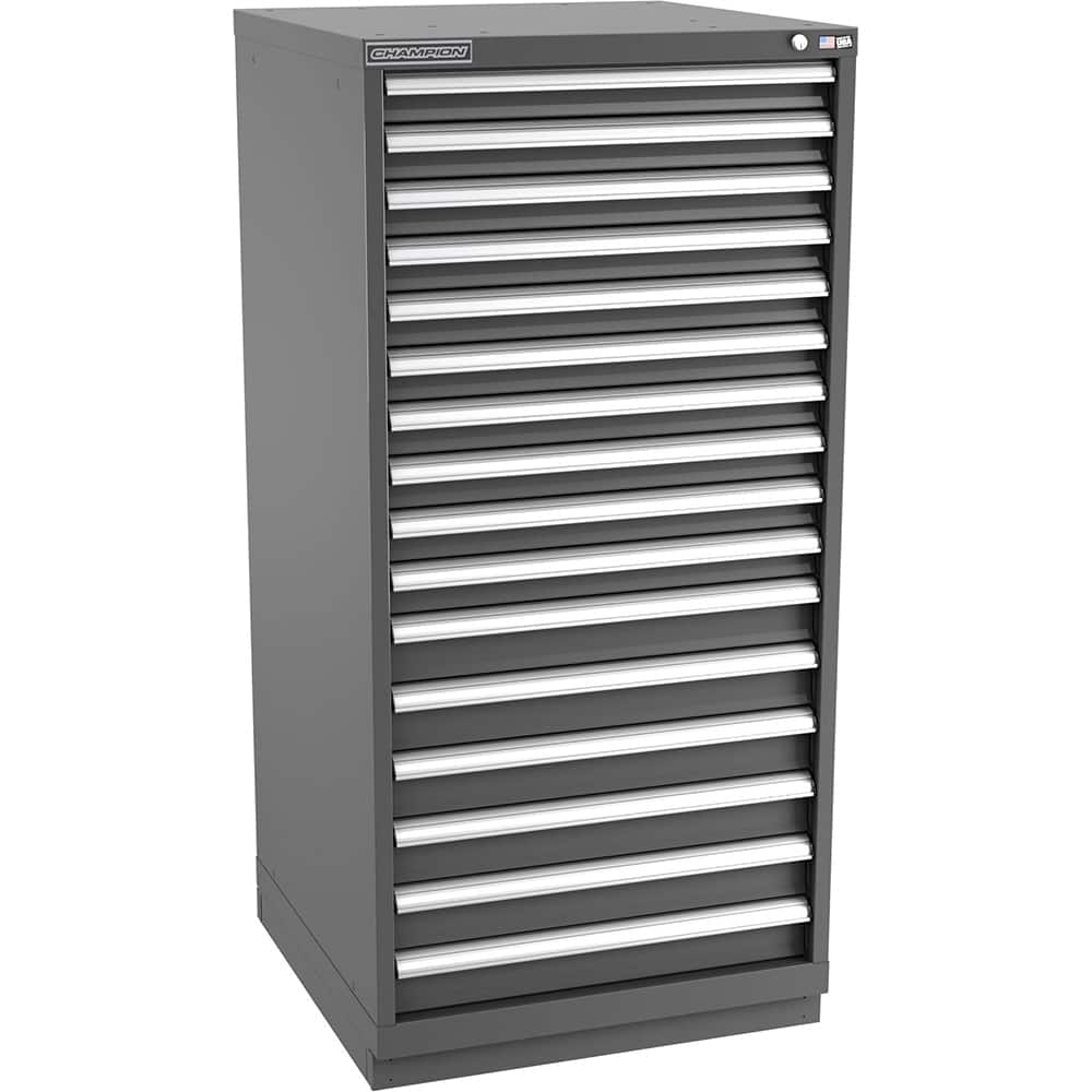 Champion Tool Storage - Modular Storage Cabinets; Type: Eye-Level Standard Width Drawer Cabinet ; Number of Drawers: 16.000 ; Height (Inch): 59-1/2 ; Width (Inch): 28-1/4 ; Depth (Inch): 28-1/2 ; Color: Dark Gray - Exact Tooling
