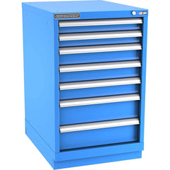 Champion Tool Storage - Modular Storage Cabinets; Type: Bench-Height Narrow Width Drawer Cabinet ; Number of Drawers: 7.000 ; Height (Inch): 35-7/8 ; Width (Inch): 22-3/16 ; Depth (Inch): 28-1/2 ; Color: Bright Blue - Exact Tooling