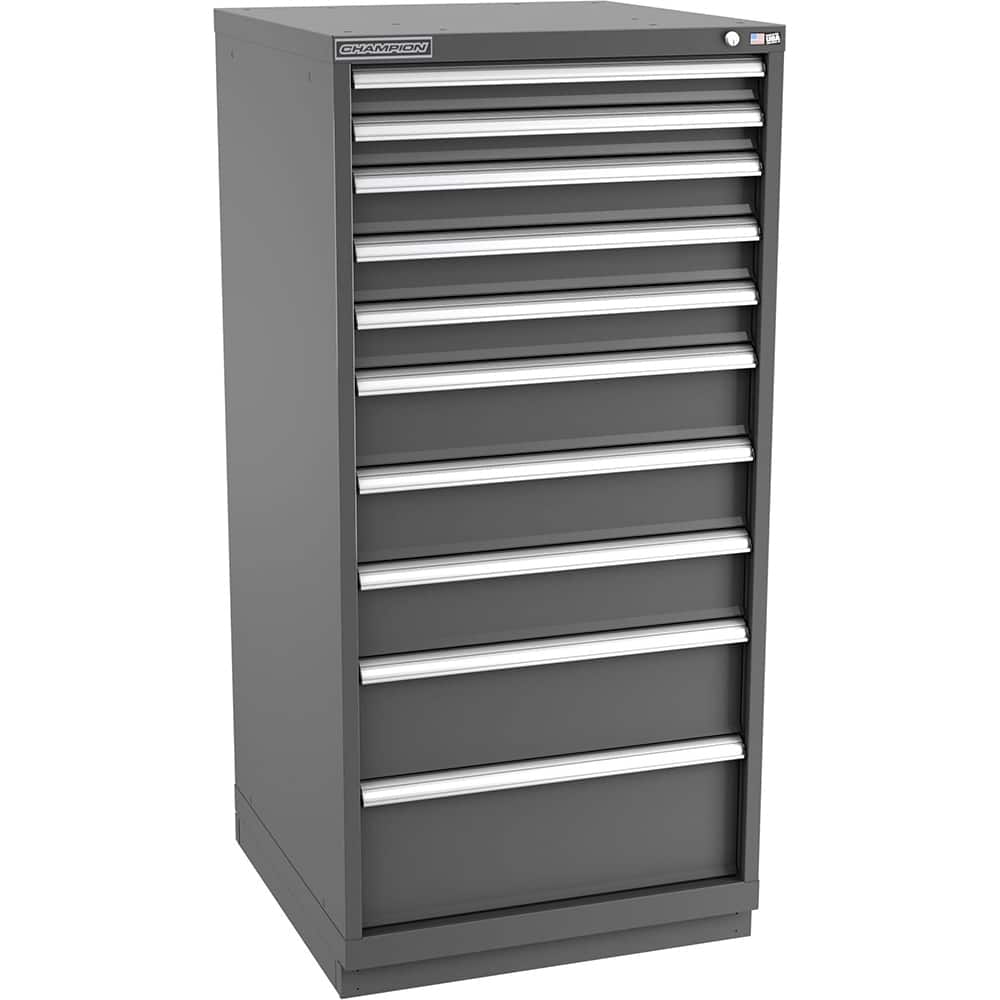 Champion Tool Storage - Modular Storage Cabinets; Type: Eye-Level Standard Width Drawer Cabinet ; Number of Drawers: 10.000 ; Height (Inch): 59-1/2 ; Width (Inch): 28-1/4 ; Depth (Inch): 28-1/2 ; Color: Dark Gray - Exact Tooling