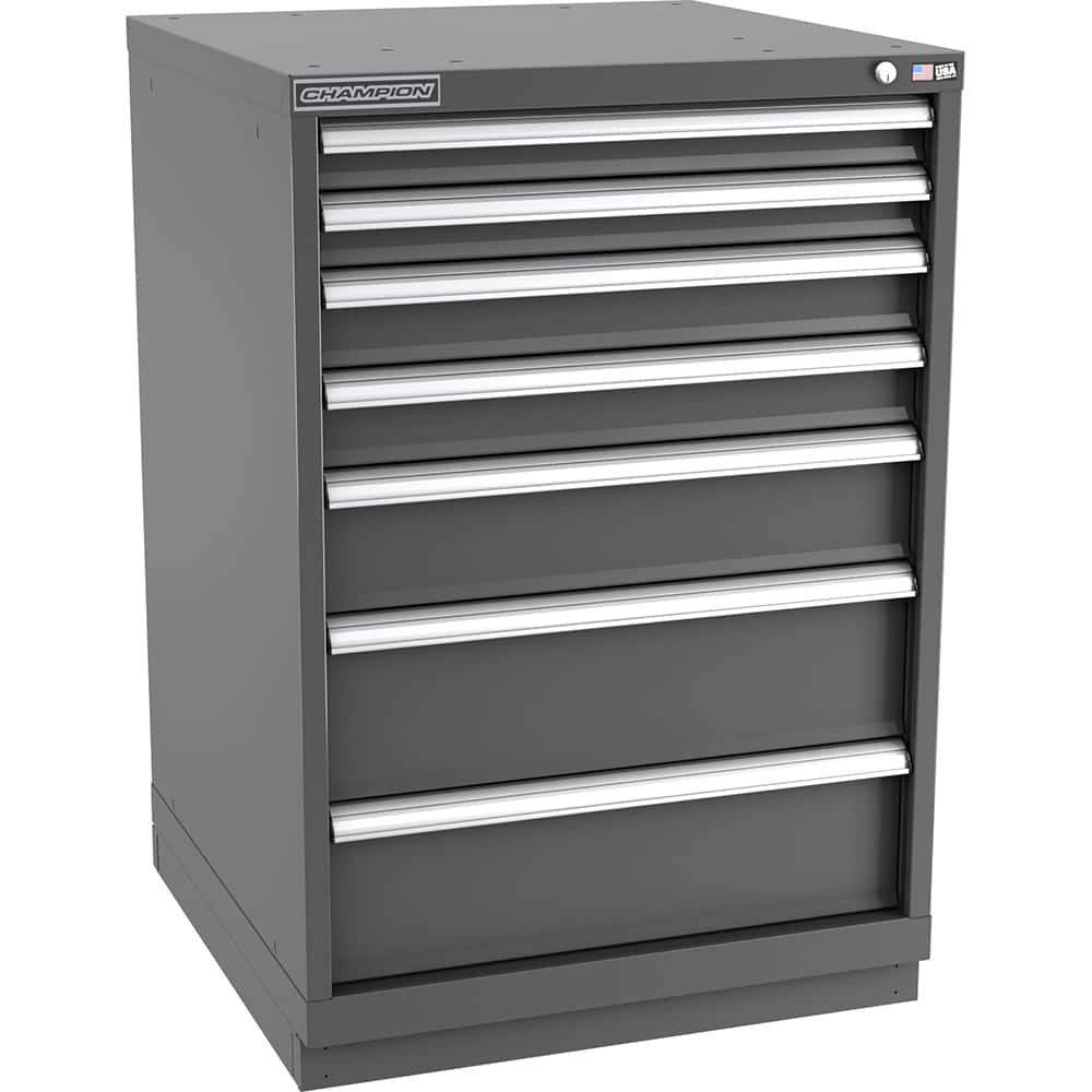 Champion Tool Storage - Modular Storage Cabinets; Type: Counter-Height Standard Width Drawer Cabinet ; Number of Drawers: 7.000 ; Height (Inch): 41-3/4 ; Width (Inch): 28-1/4 ; Depth (Inch): 28-1/2 ; Color: Dark Gray - Exact Tooling