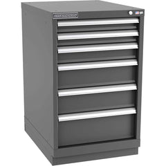 Champion Tool Storage - Modular Storage Cabinets; Type: Bench-Height Narrow Width Drawer Cabinet ; Number of Drawers: 6.000 ; Height (Inch): 35-7/8 ; Width (Inch): 22-3/16 ; Depth (Inch): 28-1/2 ; Color: Dark Gray - Exact Tooling