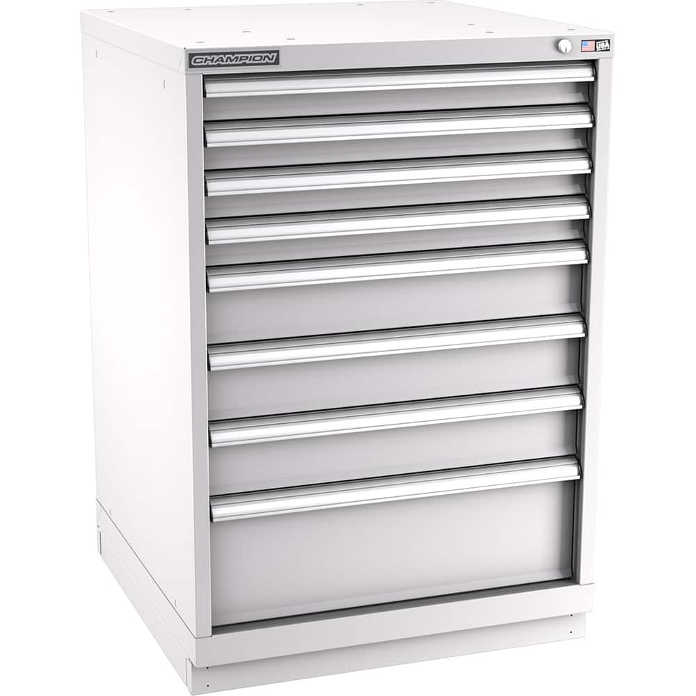 Champion Tool Storage - Modular Storage Cabinets; Type: Counter-Height Standard Width Drawer Cabinet ; Number of Drawers: 8.000 ; Height (Inch): 41-3/4 ; Width (Inch): 28-1/4 ; Depth (Inch): 28-1/2 ; Color: Light Gray - Exact Tooling
