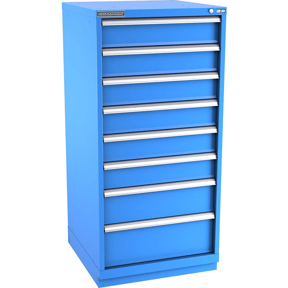 Champion Tool Storage - Modular Storage Cabinets; Type: Eye-Level Standard Width Drawer Cabinet ; Number of Drawers: 8.000 ; Height (Inch): 59-1/2 ; Width (Inch): 28-1/4 ; Depth (Inch): 28-1/2 ; Color: Bright Blue - Exact Tooling