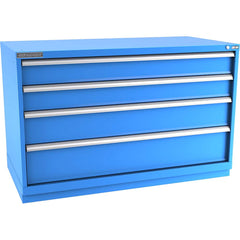 Champion Tool Storage - Modular Storage Cabinets; Type: Bench-Height Double Width Drawer Cabinet ; Number of Drawers: 4.000 ; Height (Inch): 35-7/8 ; Width (Inch): 56-1/2 ; Depth (Inch): 28-1/2 ; Color: Bright Blue - Exact Tooling