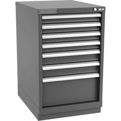 Champion Tool Storage - Modular Storage Cabinets; Type: Bench-Height Narrow Width Drawer Cabinet ; Number of Drawers: 7.000 ; Height (Inch): 35-7/8 ; Width (Inch): 22-3/16 ; Depth (Inch): 28-1/2 ; Color: Dark Gray - Exact Tooling