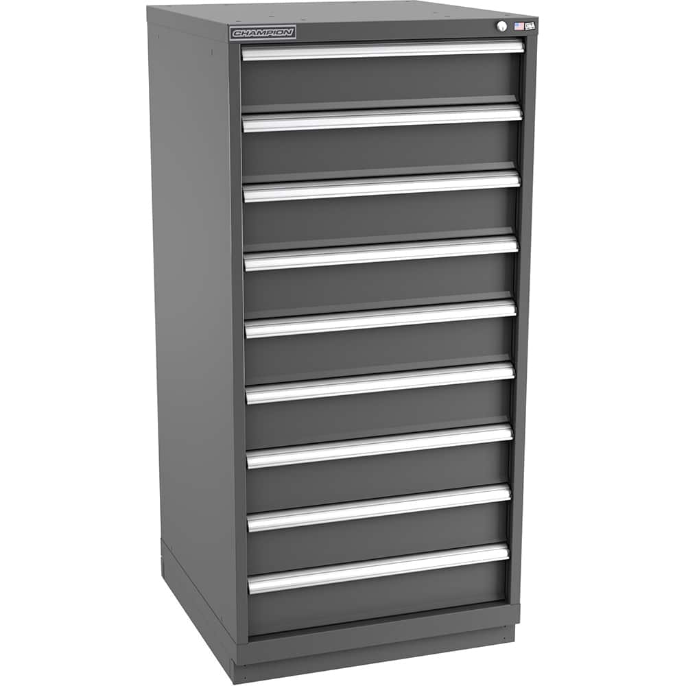 Champion Tool Storage - Modular Storage Cabinets; Type: Eye-Level Standard Width Drawer Cabinet ; Number of Drawers: 9.000 ; Height (Inch): 59-1/2 ; Width (Inch): 28-1/4 ; Depth (Inch): 28-1/2 ; Color: Dark Gray - Exact Tooling