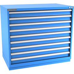 Champion Tool Storage - Modular Storage Cabinets; Type: Counter-Height Extra Width Drawer Cabinet ; Number of Drawers: 9.000 ; Height (Inch): 41-3/4 ; Width (Inch): 47 ; Depth (Inch): 28-1/2 ; Color: Bright Blue - Exact Tooling