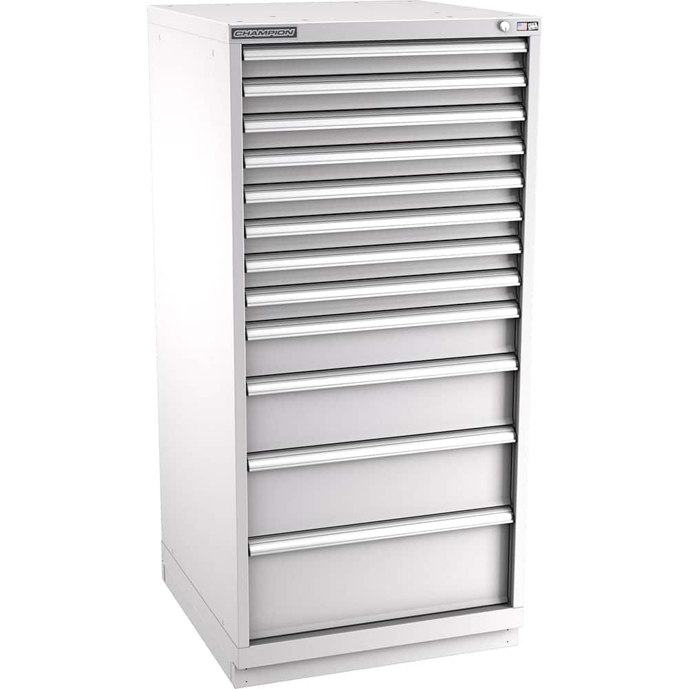 Champion Tool Storage - Modular Storage Cabinets; Type: Eye-Level Standard Width Drawer Cabinet ; Number of Drawers: 12.000 ; Height (Inch): 59-1/2 ; Width (Inch): 28-1/4 ; Depth (Inch): 28-1/2 ; Color: Light Gray - Exact Tooling