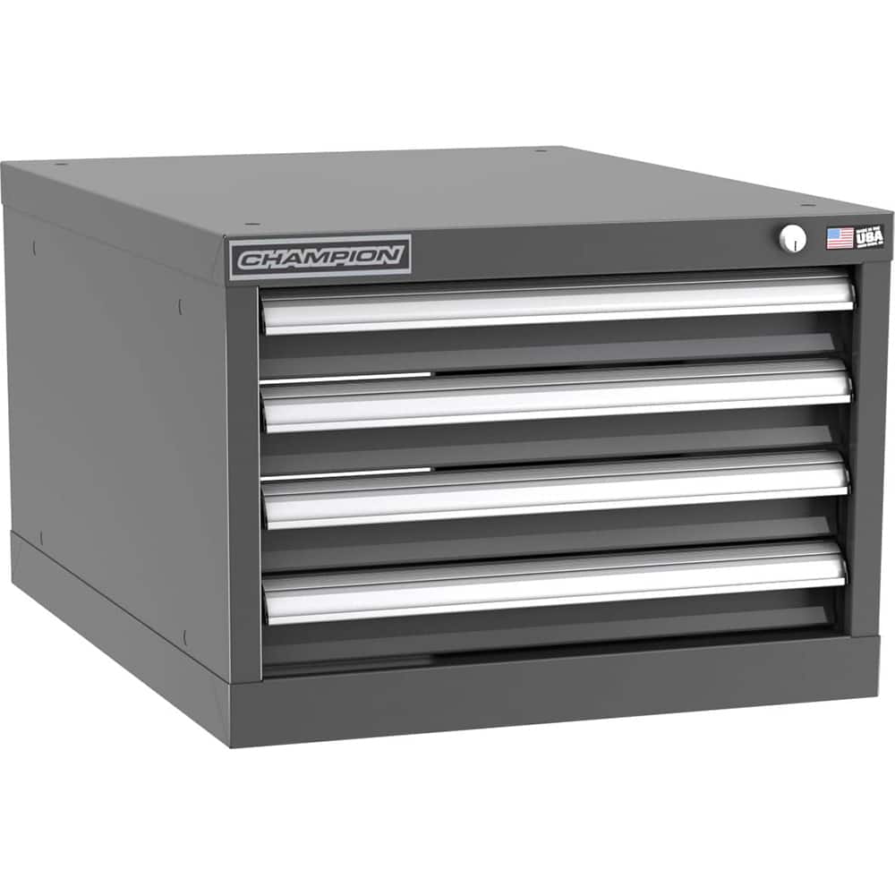 Champion Tool Storage - Modular Storage Cabinets; Type: Under-Desk Narrow Width Drawer Cabinet ; Number of Drawers: 4.000 ; Height (Inch): 15-3/4 ; Width (Inch): 22-3/16 ; Depth (Inch): 28-1/2 ; Color: Dark Gray - Exact Tooling