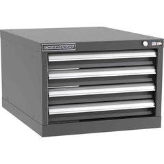 Champion Tool Storage - Modular Storage Cabinets; Type: Under-Desk Narrow Width Drawer Cabinet ; Number of Drawers: 4.000 ; Height (Inch): 15-3/4 ; Width (Inch): 22-3/16 ; Depth (Inch): 28-1/2 ; Color: Dark Gray - Exact Tooling