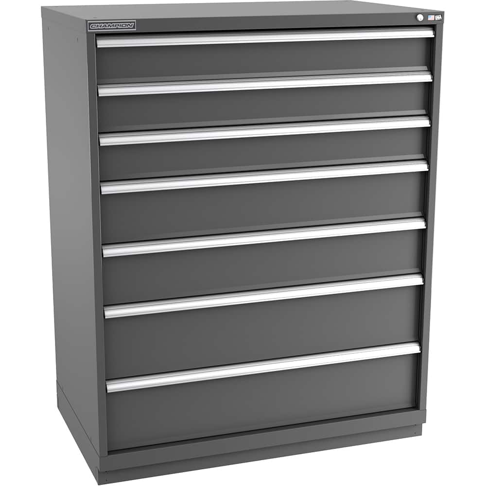 Champion Tool Storage - Modular Storage Cabinets; Type: Eye-Level Extra Width Drawer Cabinet ; Number of Drawers: 7.000 ; Height (Inch): 59-1/2 ; Width (Inch): 47 ; Depth (Inch): 28-1/2 ; Color: Dark Gray - Exact Tooling