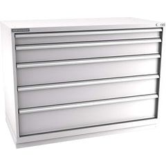 Champion Tool Storage - Modular Storage Cabinets; Type: Counter-Height Double Width Drawer Cabinet ; Number of Drawers: 5.000 ; Height (Inch): 41-3/4 ; Width (Inch): 56-1/2 ; Depth (Inch): 28-1/2 ; Color: Light Gray - Exact Tooling