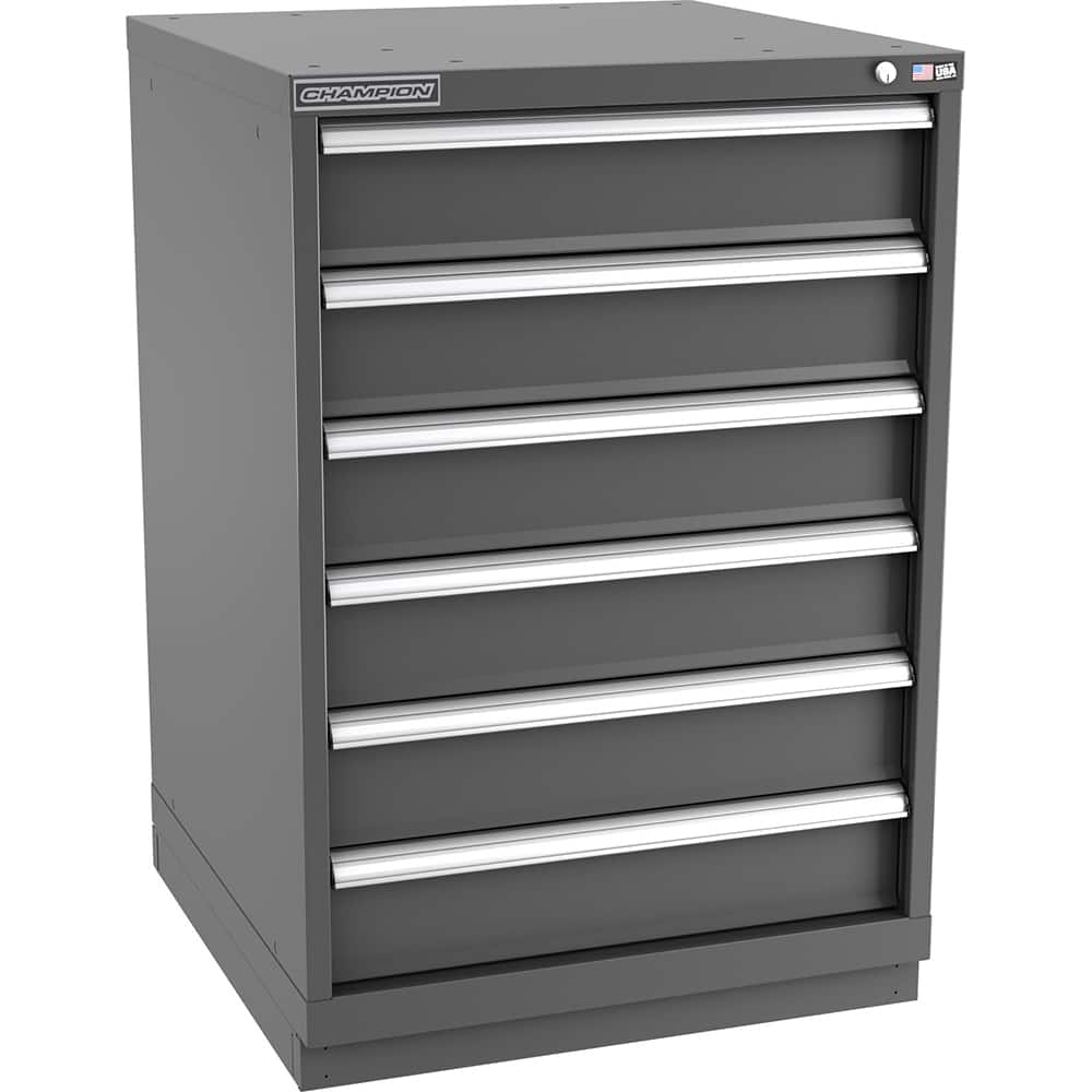 Champion Tool Storage - Modular Storage Cabinets; Type: Counter-Height Standard Width Drawer Cabinet ; Number of Drawers: 6.000 ; Height (Inch): 41-3/4 ; Width (Inch): 28-1/4 ; Depth (Inch): 28-1/2 ; Color: Dark Gray - Exact Tooling
