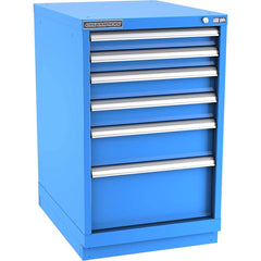 Champion Tool Storage - Modular Storage Cabinets; Type: Bench-Height Narrow Width Drawer Cabinet ; Number of Drawers: 6.000 ; Height (Inch): 35-7/8 ; Width (Inch): 22-3/16 ; Depth (Inch): 28-1/2 ; Color: Bright Blue - Exact Tooling