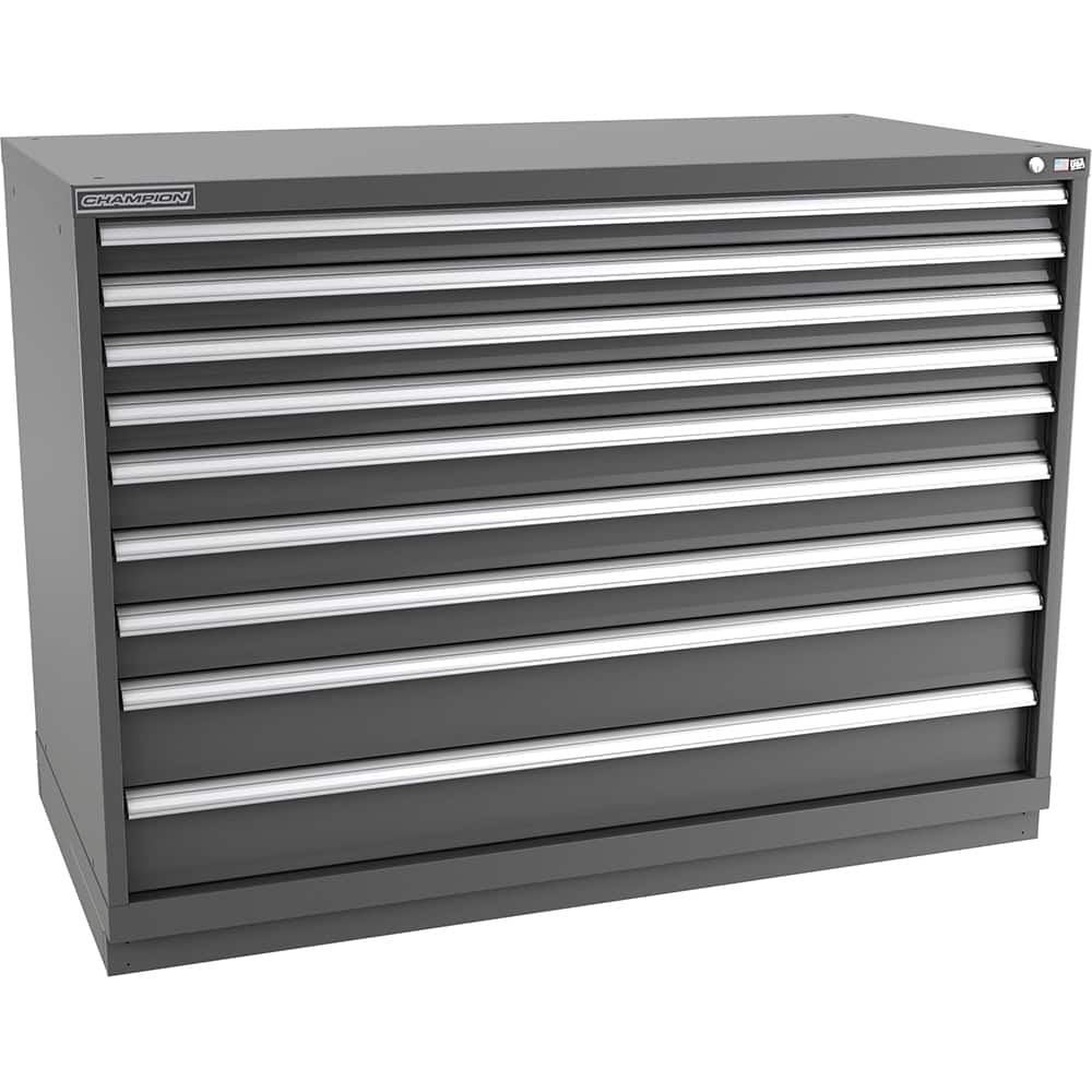 Champion Tool Storage - Modular Storage Cabinets; Type: Counter-Height Double Width Drawer Cabinet ; Number of Drawers: 9.000 ; Height (Inch): 41-3/4 ; Width (Inch): 56-1/2 ; Depth (Inch): 28-1/2 ; Color: Dark Gray - Exact Tooling