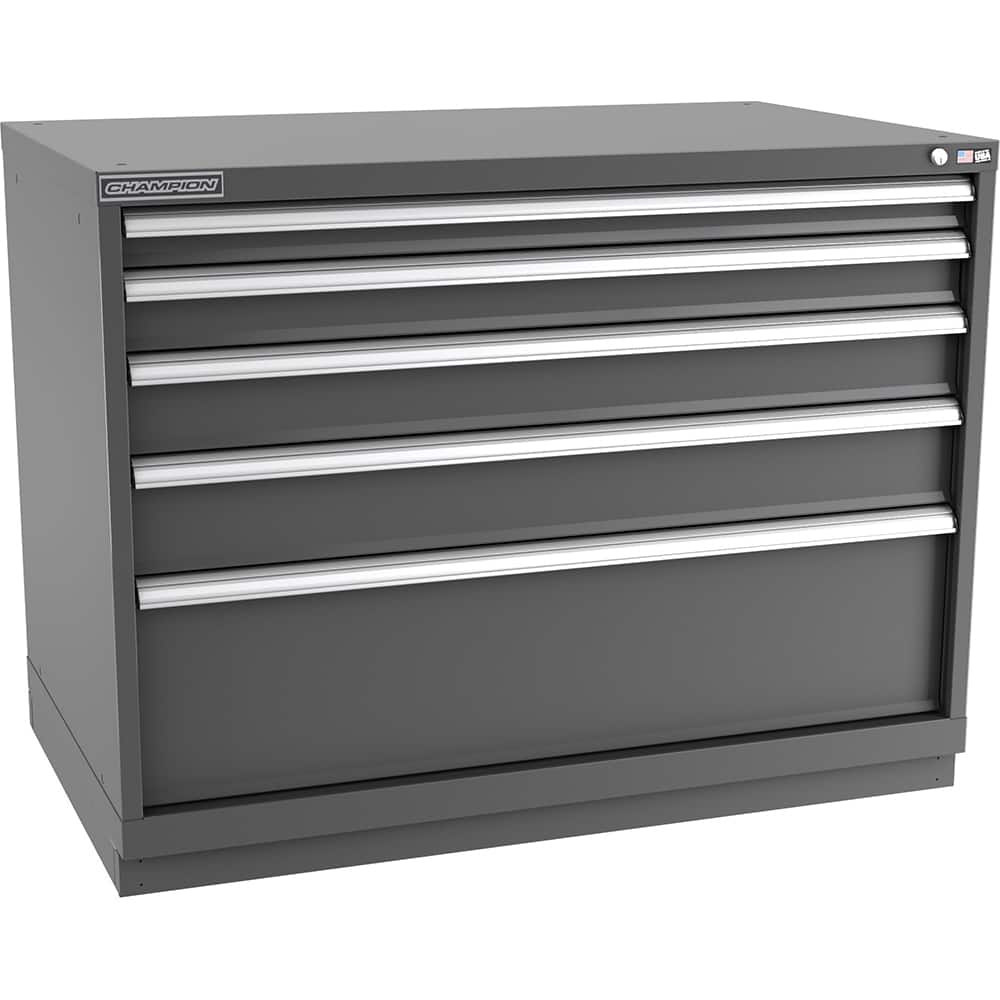 Champion Tool Storage - Modular Storage Cabinets; Type: Bench-Height Extra Width Drawer Cabinet ; Number of Drawers: 5.000 ; Height (Inch): 35-7/8 ; Width (Inch): 47 ; Depth (Inch): 28-1/2 ; Color: Dark Gray - Exact Tooling