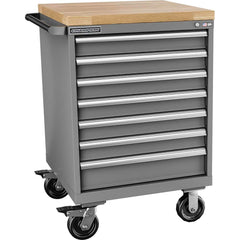 Champion Tool Storage - Mobile Work Centers; Type: Standard Depth Butcher Block Top Cabinet ; Load Capacity (Lb.): 440.000 ; Number of Drawers: 7 ; Width (Inch): 28-1/4 ; Depth (Inch): 28-1/2 ; Height (Inch): 43-1/4 - Exact Tooling