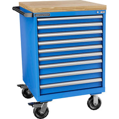 Champion Tool Storage - Mobile Work Centers; Type: Standard Depth Butcher Block Top Cabinet ; Load Capacity (Lb.): 440.000 ; Number of Drawers: 9 ; Width (Inch): 28-1/4 ; Depth (Inch): 28-1/2 ; Height (Inch): 43-1/4 - Exact Tooling