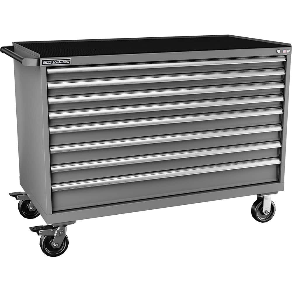 Champion Tool Storage - Mobile Work Centers; Type: Standard Depth Retainer Top Cabinet ; Load Capacity (Lb.): 440.000 ; Number of Drawers: 8 ; Width (Inch): 56-1/2 ; Depth (Inch): 28-1/2 ; Height (Inch): 43-1/4 - Exact Tooling