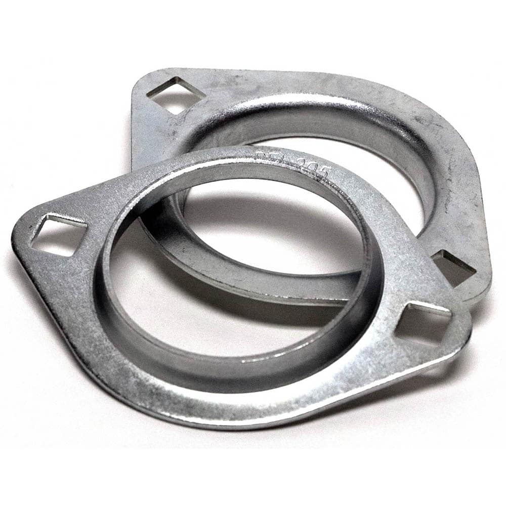 Shuster - PFL205, 52mm ID, 3-3/4" OAL x 3-3/4" OAH, 2-Bolt Pressed Flange Housing - Exact Tooling