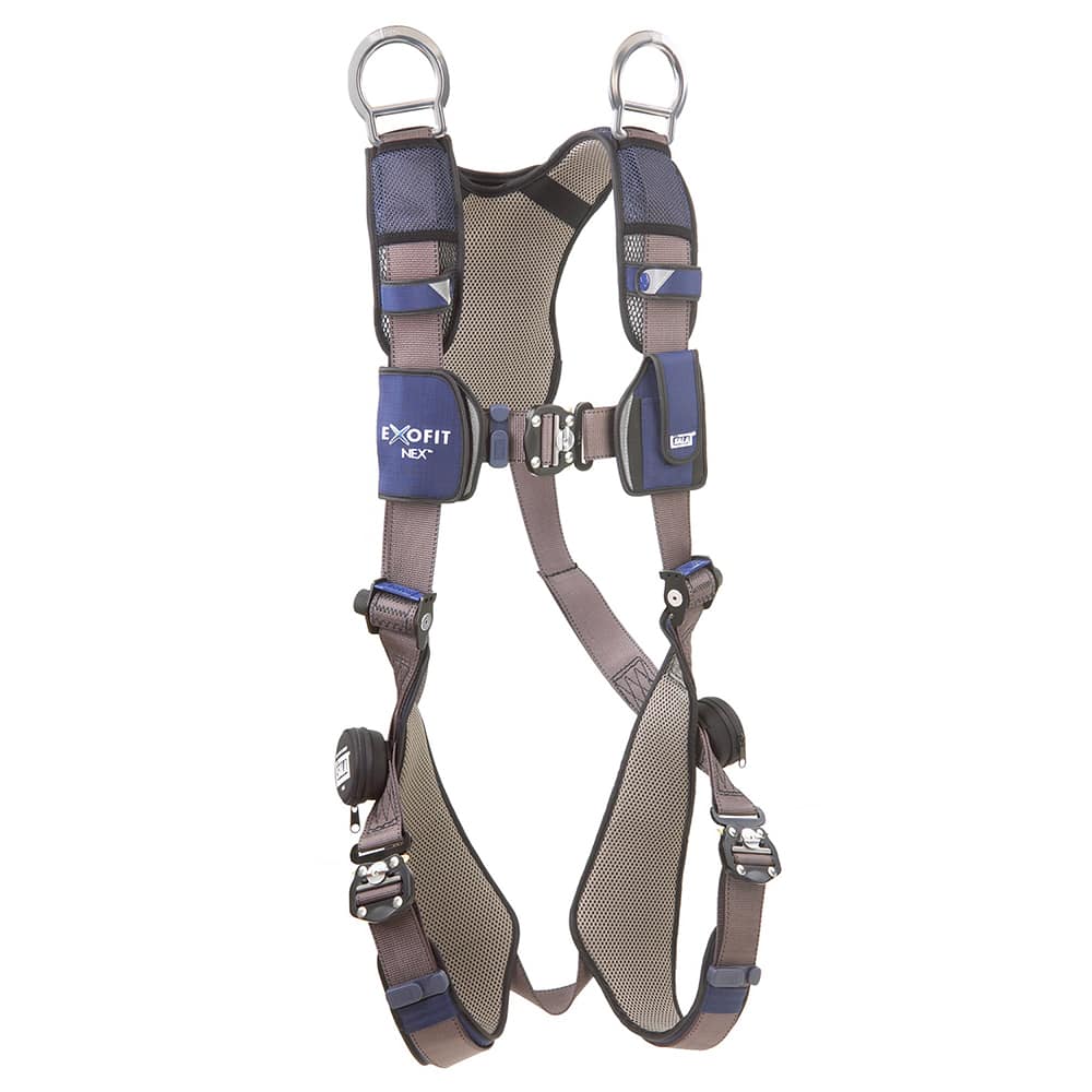 DBI/SALA - Harnesses; Style: Vest; Construction; General Industrial; Transportation; Utilities ; Size: X_Large ; Capacity (Lb.): 420 ; Features: Hybrid Shoulder; Back And Leg Comfort Padding ; Material: Repel? Polyester ; Leg Strap Buckle: Quick-Connect - Exact Tooling