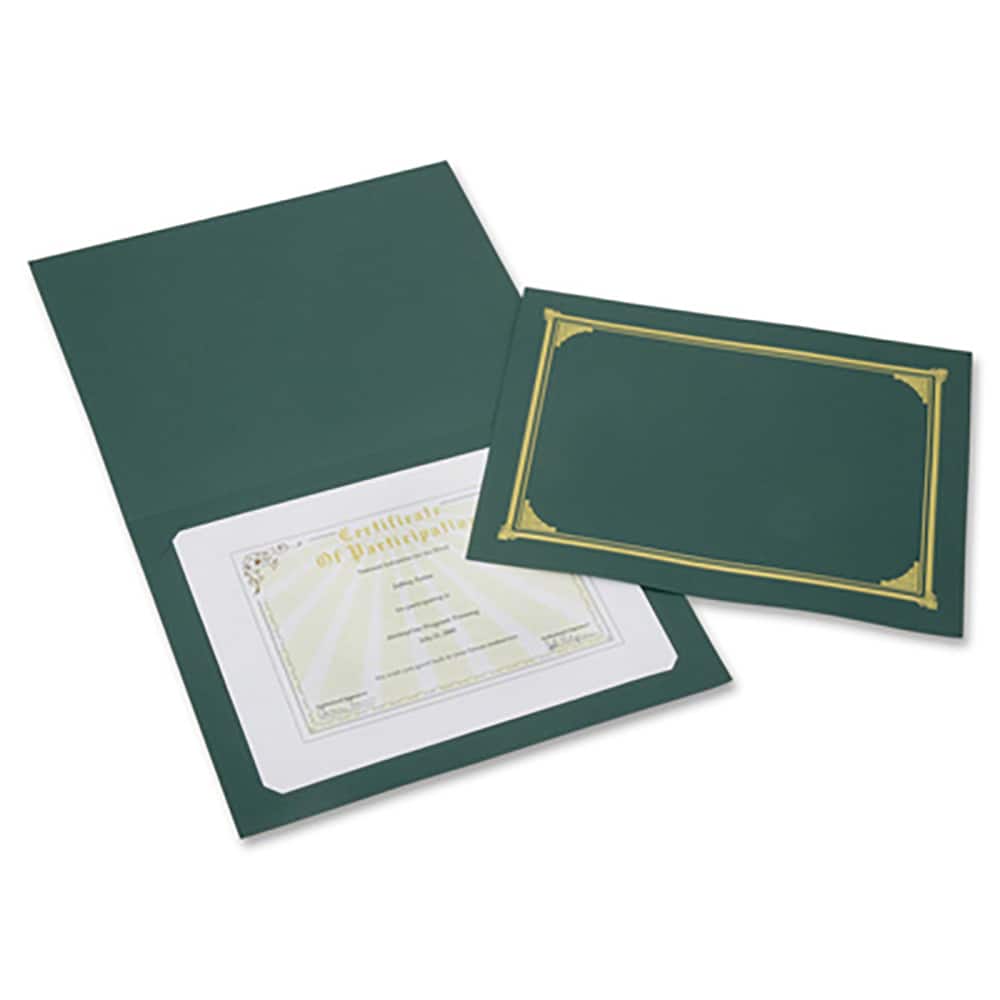 Ability One - Document Protectors; Type: Certificate/Document Holder ; Width (Inch): 9-3/4 ; Height (Inch): 12-1/2 ; Color: Green - Exact Tooling