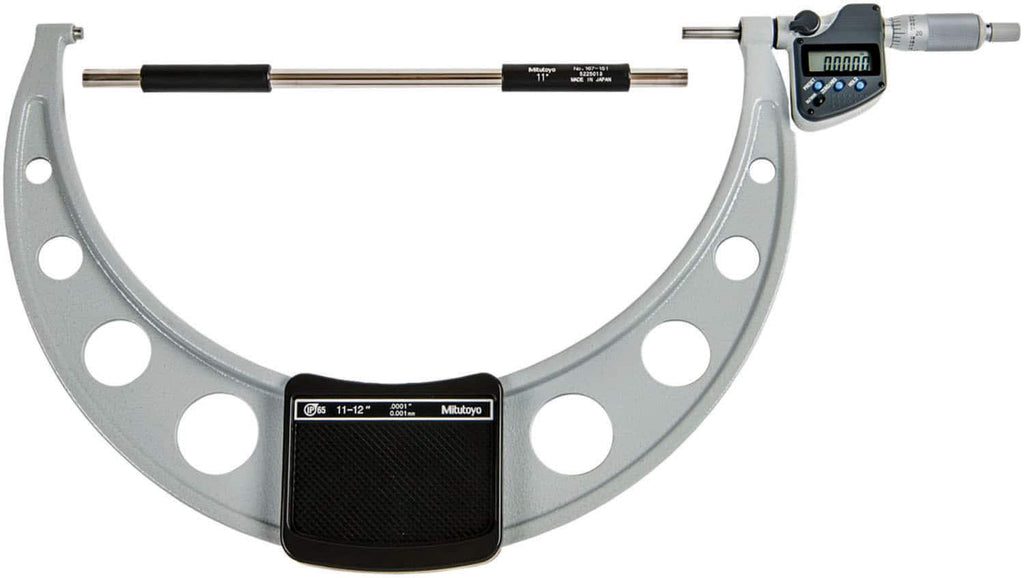 Mitutoyo - 11" to 12" Carbide-Tipped IP65 Coolant-Proof Electronic Outside Micrometer - Exact Tooling
