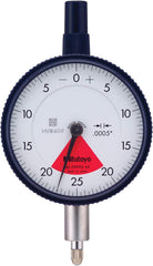 Mitutoyo - Dial Drop Indicators; Maximum Measurement (Decimal Inch): 0.0400 ; Dial Graduation (Decimal Inch): 0.000500 ; Dial Reading: 20-0-20 ; Accuracy (Decimal Inch): 0.0005 ; Dial Color: White ; Minimum Measurement (Decimal Inch): 0.0005 - Exact Tooling