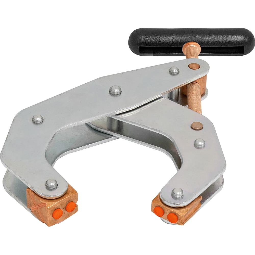 Kant Twist - Cantilever Clamps; Handle Style: Round Handle ; Maximum Opening Capacity (Inch): 4-1/2 ; Open Throat Depth (Inch): 2-3/8 ; Closed Throat Depth (Inch): 2-5/8 ; Jaw Material: Copper Plated Steel; Polyurethane ; Load Capacity (Lb.): 1700.000 - Exact Tooling