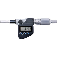 Mitutoyo - Electronic Micrometer Heads; Minimum Measurement (mm): 0 ; Maximum Measurement (mm): 25 ; Calibrated: No ; Resolution (mm): 0.001 ; Thimble Type: Plain ; Data Output: Yes - Exact Tooling