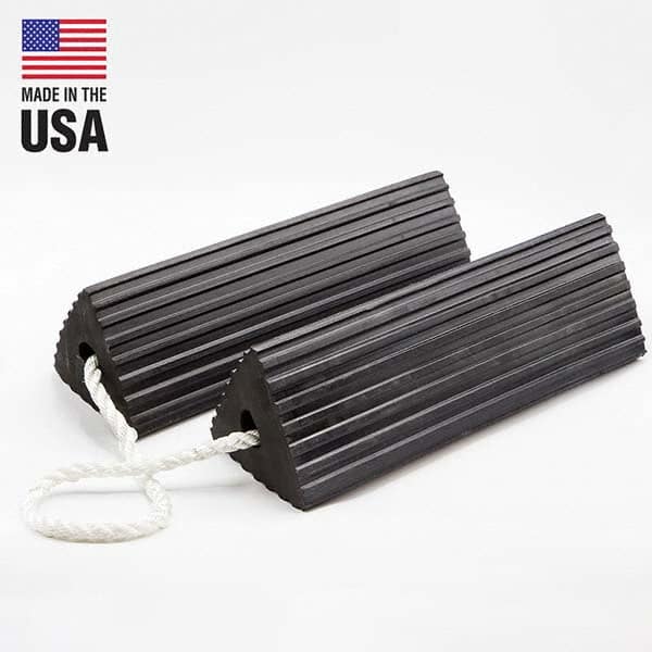 Checkers - 1 2-Piece 5" Wide x 5" High x 12" Deep Rubber Wheel Chock - Exact Tooling