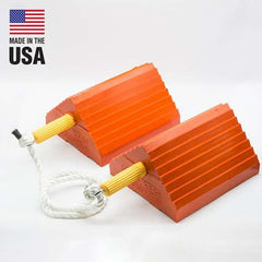 Checkers - 1 2-Piece 8-1/2" Wide x 5" High x 10" Deep Polyurethane Wheel Chock - Exact Tooling