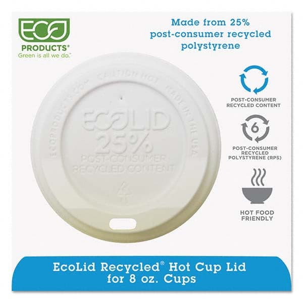 ECO PRODUCTS - EcoLid 25% Recy Content Hot Cup Lid, White, Fits 8 oz Hot Cups, 100/PK, 10 PK/CT - Exact Tooling
