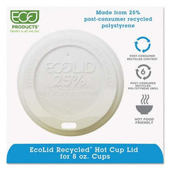 ECO PRODUCTS - EcoLid 25% Recy Content Hot Cup Lid, White, Fits 8 oz Hot Cups, 100/PK, 10 PK/CT - Exact Tooling