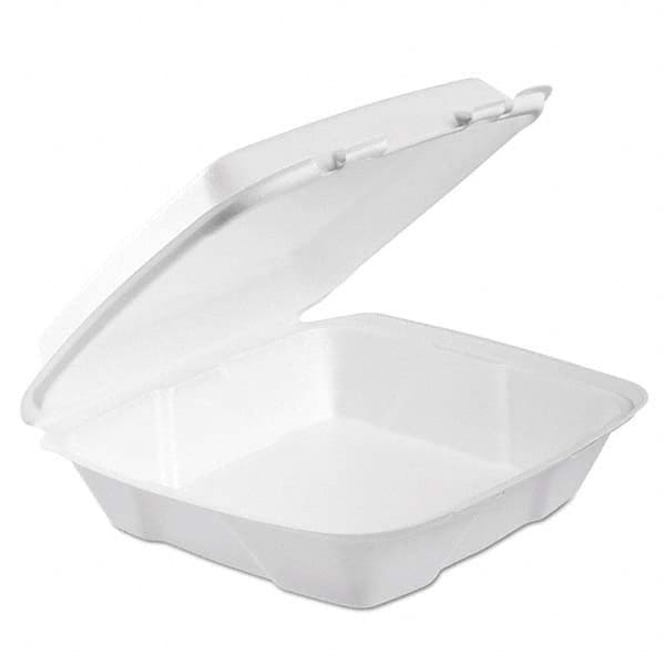 DART - Foam Hinged Lid Container, 1-Comp, 9 x 9 2/5 x 3, White, 100/Bag, 2 Bag/Carton - Exact Tooling