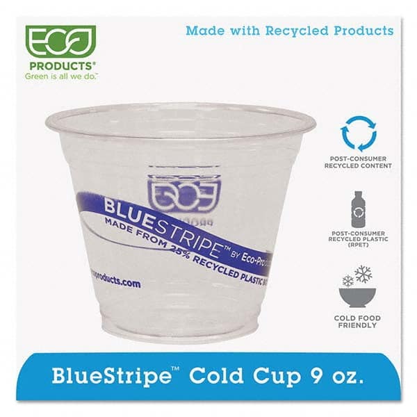 ECO PRODUCTS - BlueStripe 25% Recycled Content Cold Cups, 9 oz, Clear/Blue, 50/Pk, 20 Pk/Ct - Exact Tooling