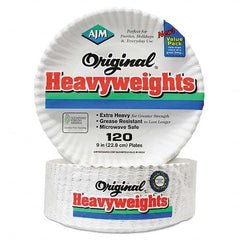 AJM Packaging Corporation - Gold Label Coated Paper Plates, 9" Diam, White, 120/PK, 8 PK/CT - Exact Tooling
