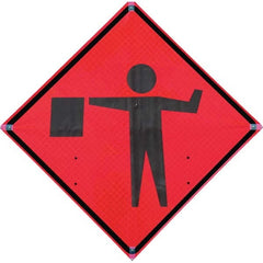 VizCon - "Flagger Ahead," 36" Wide x 36" High Vinyl Construction Roadway Sign - Exact Tooling