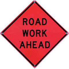 VizCon - "Workers Ahead," 36" Wide x 36" High Vinyl Construction Roadway Sign - Exact Tooling