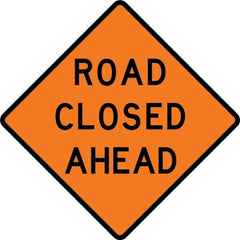 VizCon - "Flagger Ahead," 48" Wide x 48" High Vinyl Construction Roadway Sign - Exact Tooling