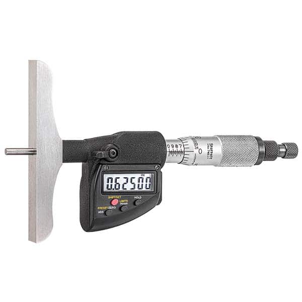 Starrett - Electronic Depth Micrometers Minimum Measurement (mm): 0.00 Minimum Measurement (Decimal Inch): 0.00 - Exact Tooling