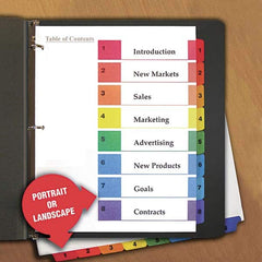 UNIVERSAL - Tabs, Indexes & Dividers Indexes & Divider Type: Preprinted Numeric Size: 8-1/2 x 11 - Exact Tooling