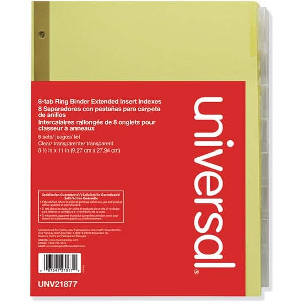 UNIVERSAL - Tabs, Indexes & Dividers Indexes & Divider Type: Customizable Size: 8-1/2 x 11 - Exact Tooling